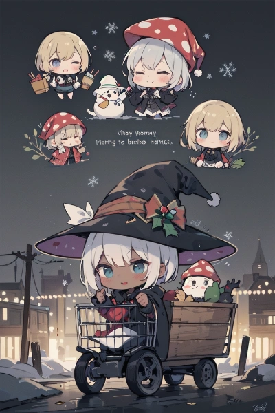 雪明りの道ときのこ