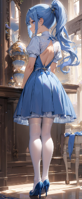 後ろ姿が魅力的な青髪さん