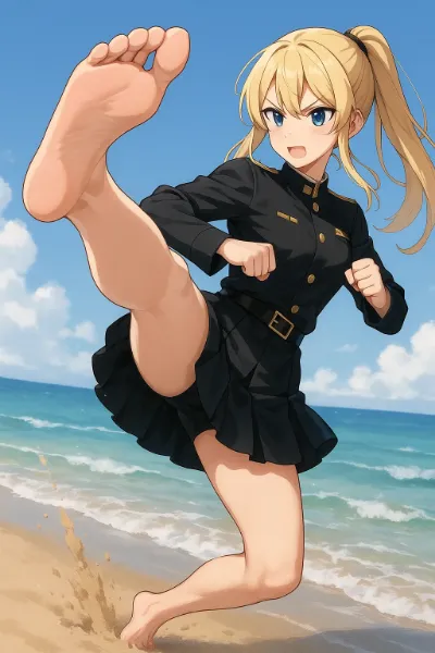 波打ち際の修行者