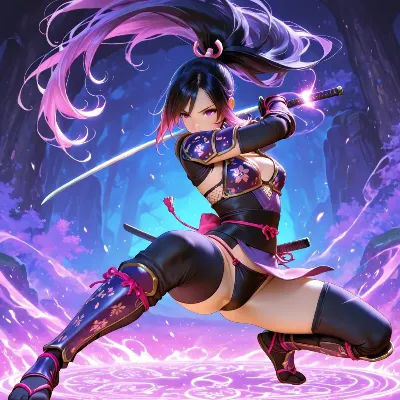 紫炎の剣士、閃く一撃