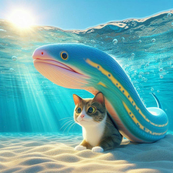 うなぎの下に猫がいる