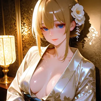 黄金のゆかたに包まれた美女