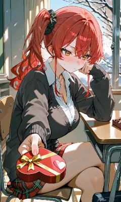 赤髪サイドテール　バレンタイン