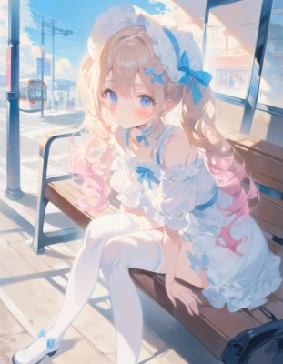 ロリータファッションとバス停