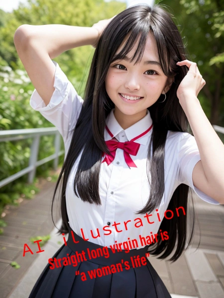 ストレートロングの黒髪美少女