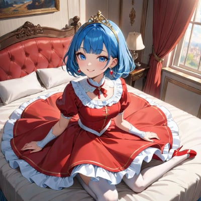 赤ドレスの青髪さん