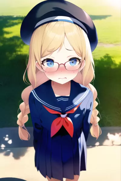 眼鏡で三つ編みな金髪少女