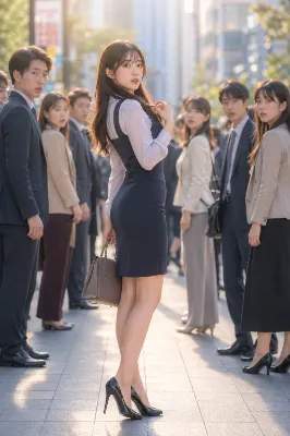 図らずも注目を集めてしまい女性らしい恥じらいを見せるオフィス事務員（テスト投稿です）
