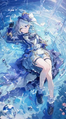 水面に横たわるフリーナ