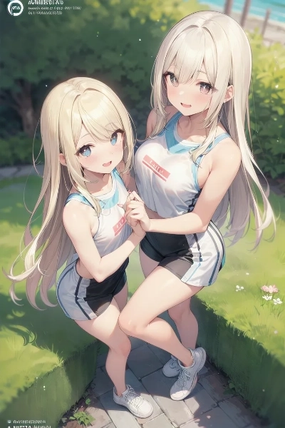 公園で佇む金色の髪の姉妹