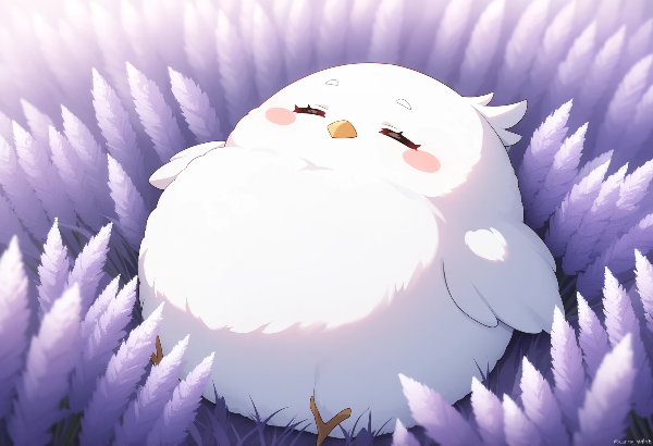 ラベンダー畑でおやすみチュン