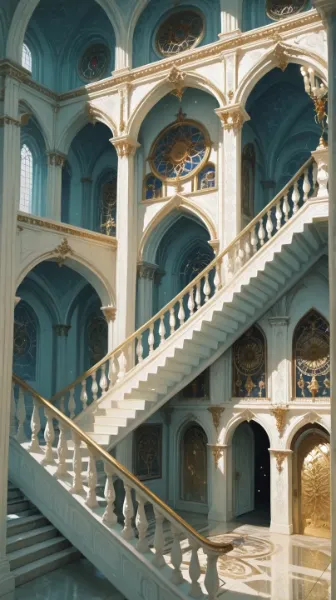 捻れた階段の宮殿(エッシャー風)