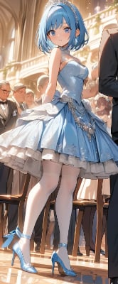 白ストッキング＆ドレスの青髪姫