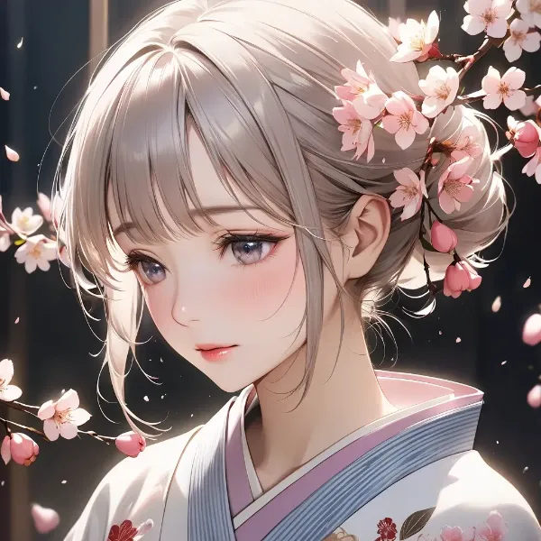 桜舞う銀髪の少女