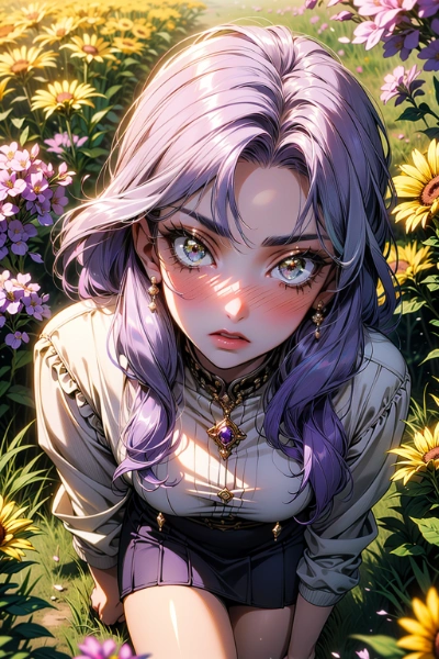 誰もいない花畑でキスする直前