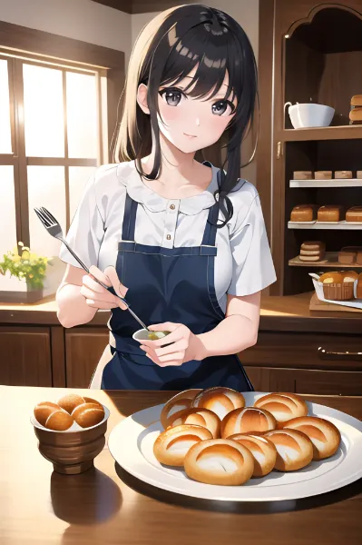 朝陽が照らす小さなパン屋の少女