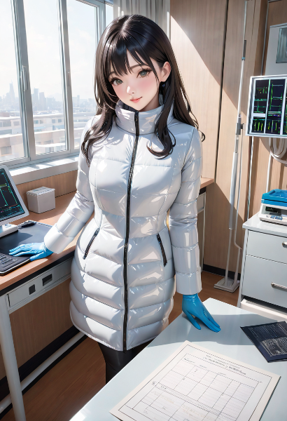 ダウンコートの女医