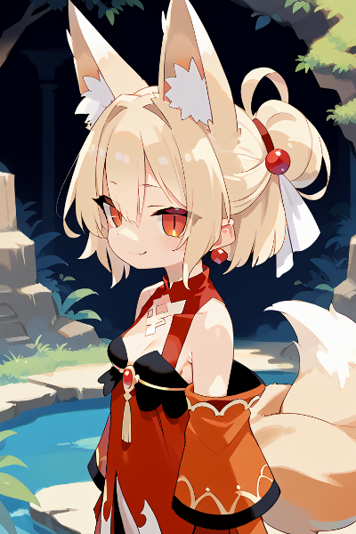 ハーフアップな狐娘さん