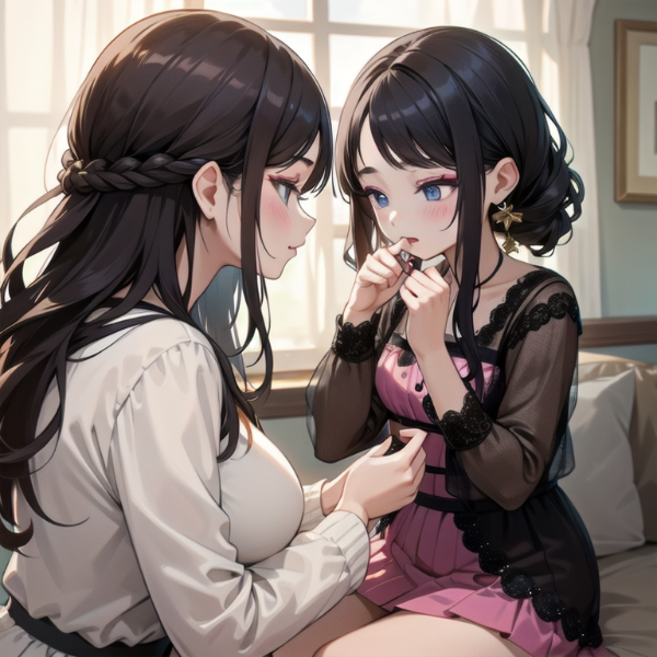 初めてのデートでママにメイク指導してもらう娘？