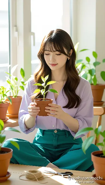 静寂の午後、植物との対話 - A quiet afternoon, a conversation with plants