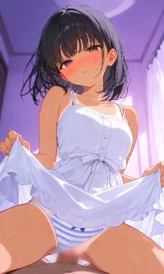 褐色 ワンピース 縞パン