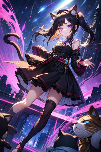 猫とツインテール少女♥（8枚）