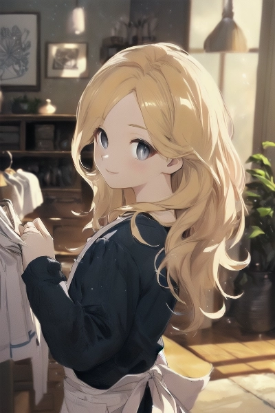 リビングで家事に勤しむ金色の髪の少女