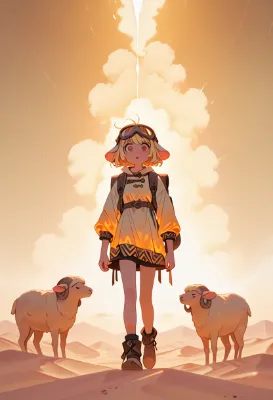 羊耳少女の砂漠ロケット冒険