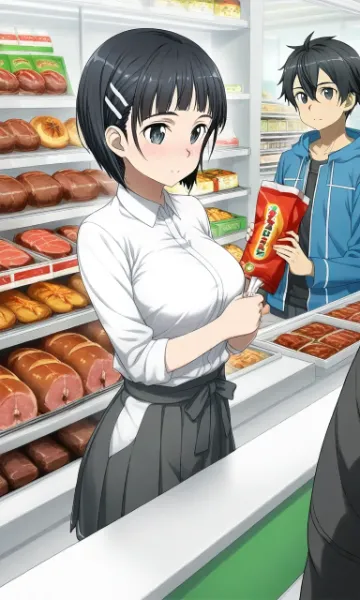 スーパーの微笑む店員さん