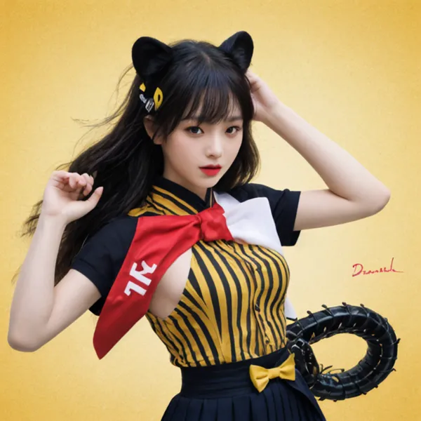 猫耳の縞模様ガール