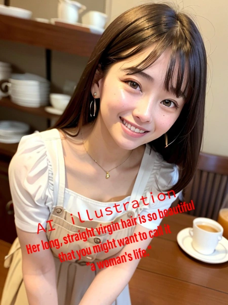 カフェのウェイトレスはロングヘア美少女