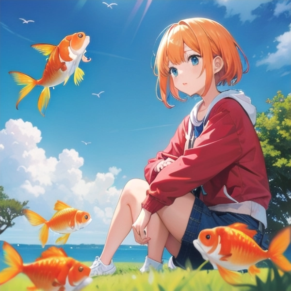 空飛ぶ金魚と少女