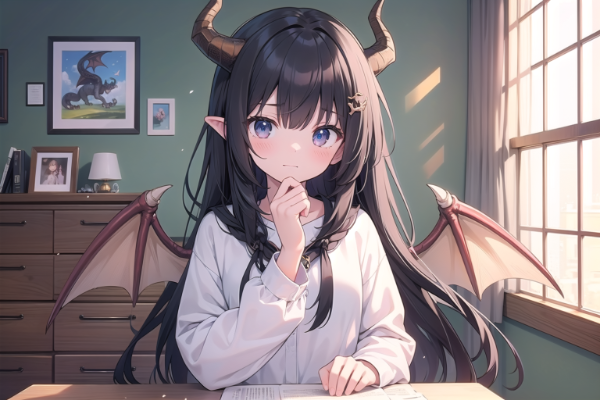 龍娘　室内　私服