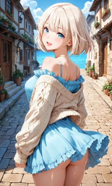 フリルオフショルサンドレス