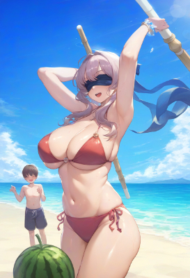 おねショタ　スイカ割り