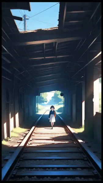 廃線[枕木]の続く道