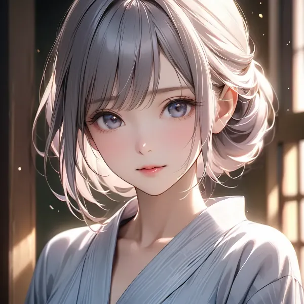 朝の光に輝く銀髪の少女