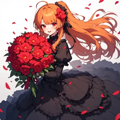 シンプルにドレスと花束