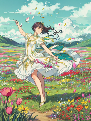 花畑と踊り子
