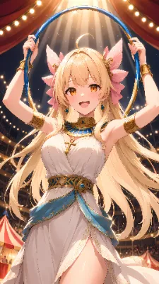 エジプトの舞台でフラフープ
