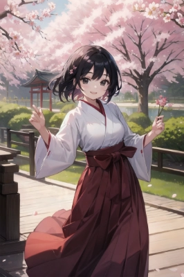 桜舞う巫女