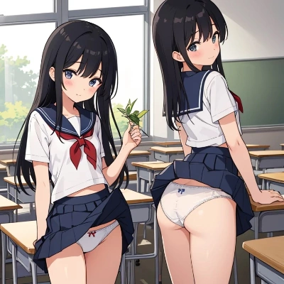 「長髪J〇ちゃん」の前と後ろからのパンツ見せ