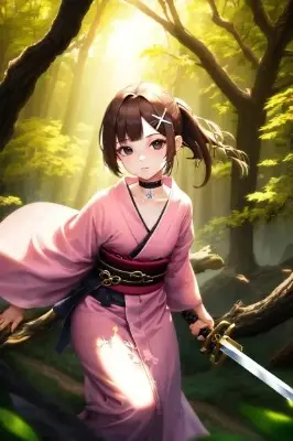 追跡中の侍少女