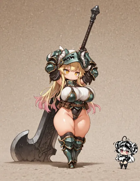 角付き戦士の勇猛な構え