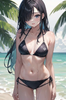 メカクレ水着