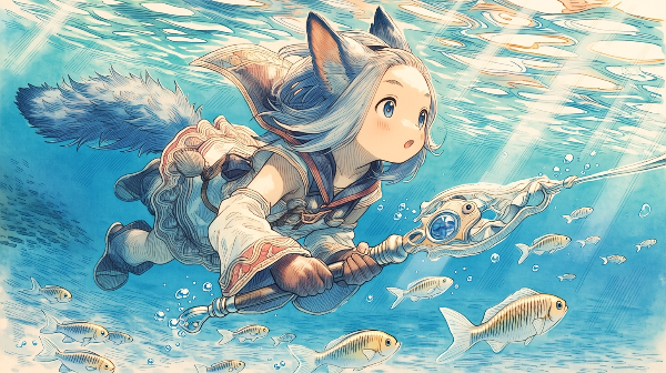 陽光の海底で杖を振るう銀狐