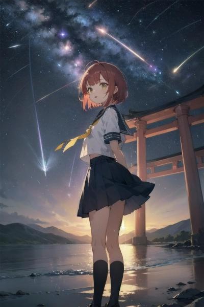 ペルセウス座流星群と赤髪少女＠広島？②