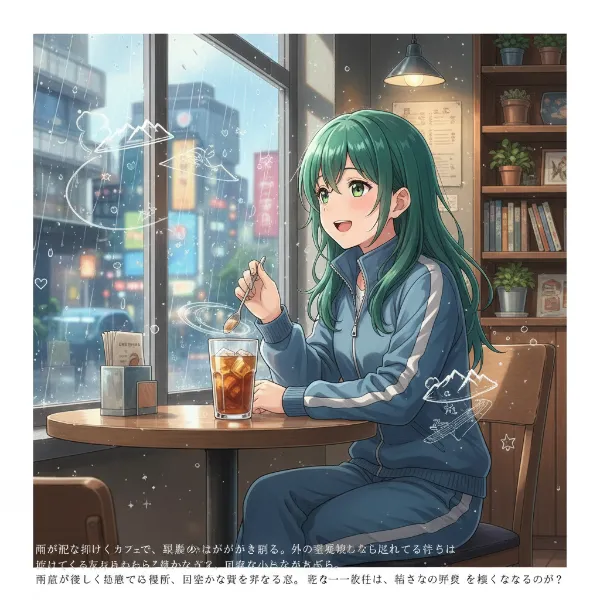 雨の街で紡ぐ緑髪少女の夢