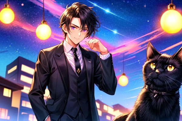 黒猫と黒髪短髪男性★その1(3枚)