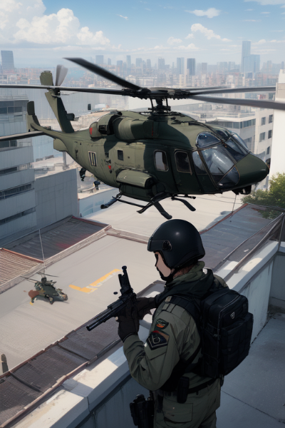 ファストロープ降下、ヘリボーン襲撃＠新宿小隊